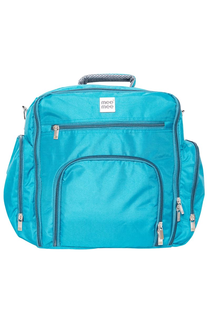Practical and stylish blue diaper bag for mothers, designed for easy organization of baby essentials on the go. www.usmile.toys